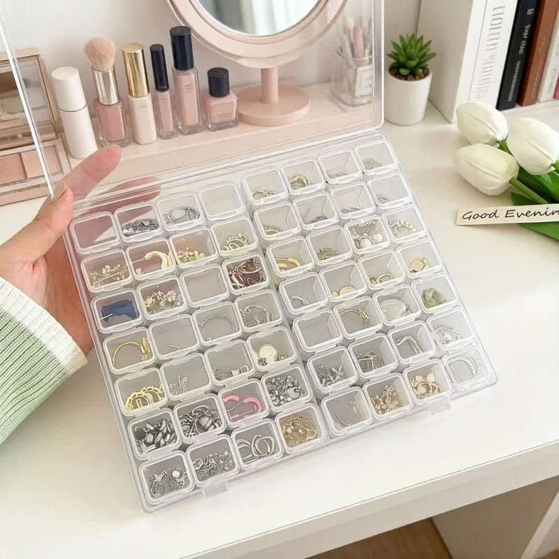 

Clear Travel Jewelry Organizer Box, Anti-Tarnish Design with Adjustable Compartments for Necklace Earrings Rings, Portable Case