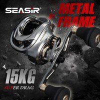 Seasir Megacuda Baitcasting Reel Drag 15KG Deep Spool 6.5:1 Aluminum Frame Carbon Side Double Handle Jigging Metal Reel Seawater