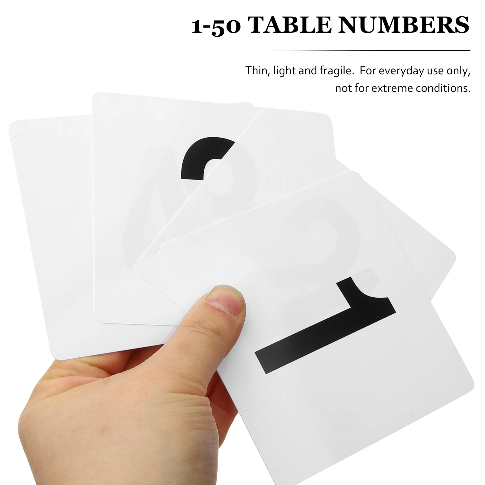 

1Set 1-50 Plastic Table Numbers Thin Light Fragile for Restaurants Weddings Gymnasiums Decorative Use Number Cards