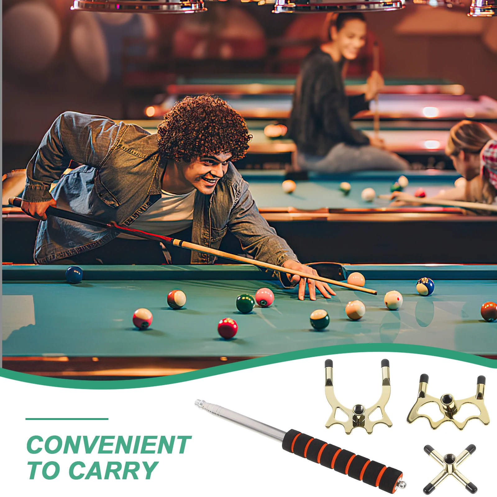 

1 Set Pool Table Sticks Accessories Fork EVA Grip Extendable Durable Metal Bridge Fits Most Cues Practical ShotAngles