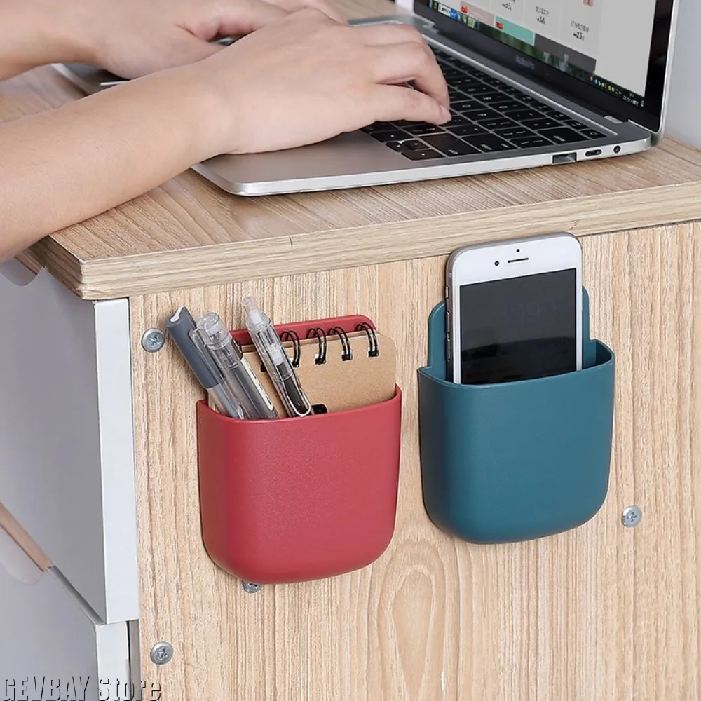 Wall‑Mounted Storage Case Multi‑Purpose Phone Charging Stand Remote Control Holder Socket‑Side Wall Organizer Room Bedroom