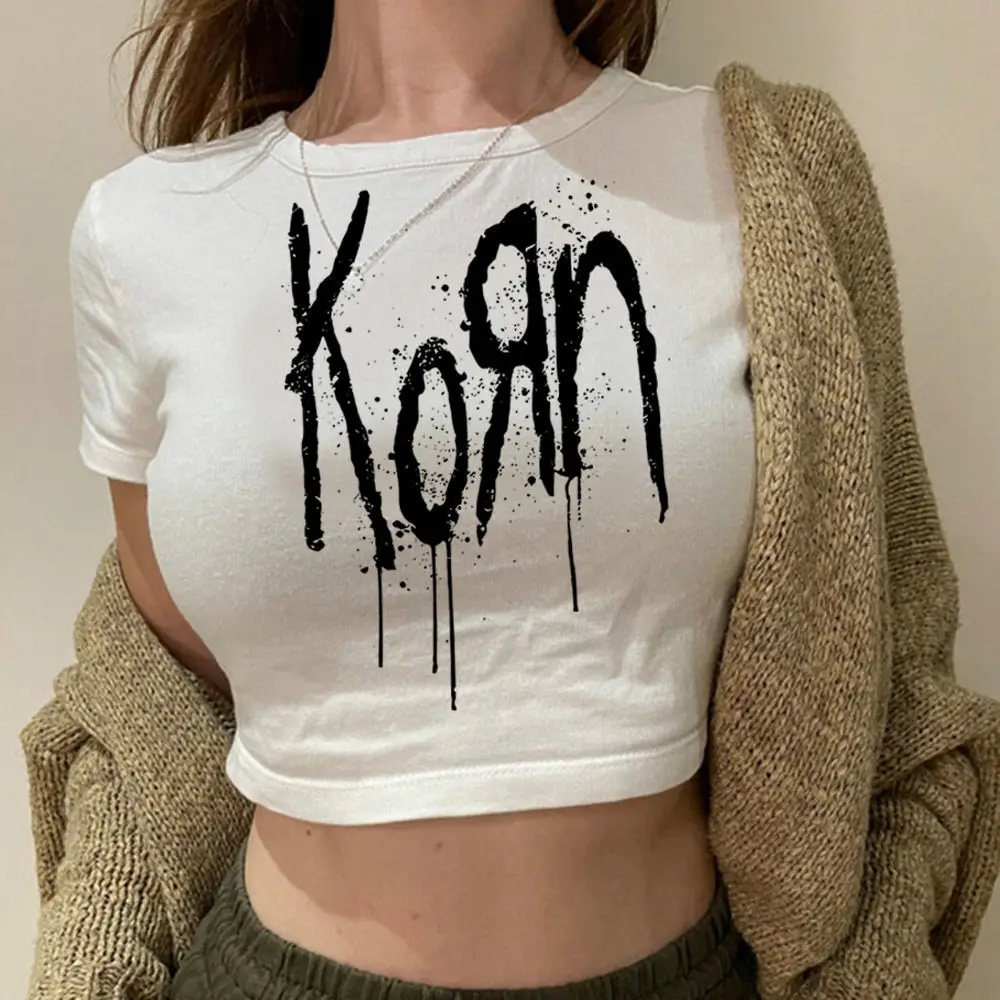 Korn crop top Streetwear harajuku coquette gyaru Slim Fit Cute summer vintage  Grunge teens tees