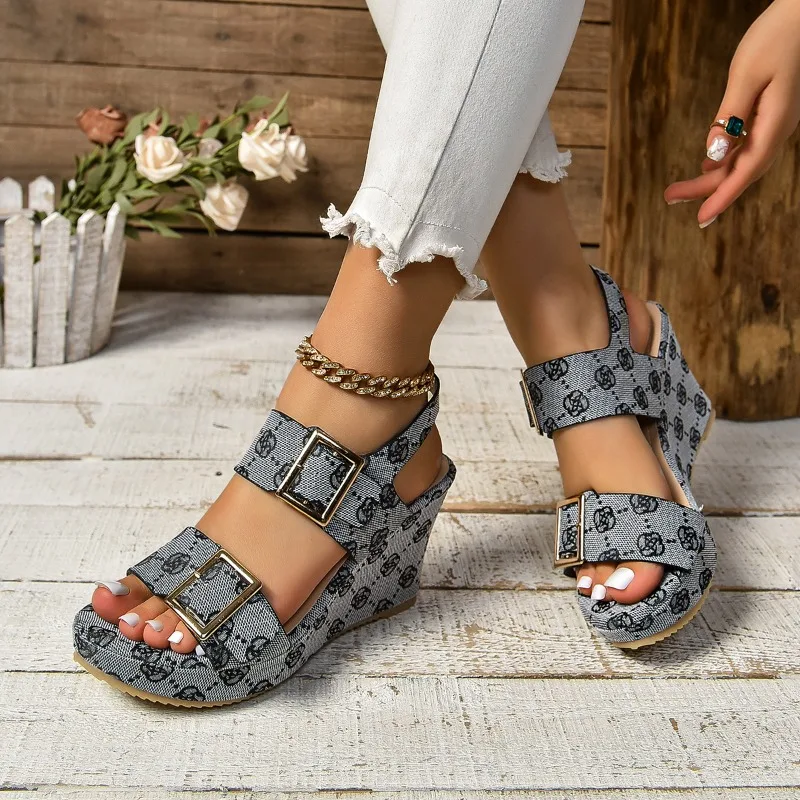 Women Luxury Super High Heel Wedges Modern Sandals 2024 Summer Designer Buckle Strap Mixed Colors Wedges Platform Shoes Slippers