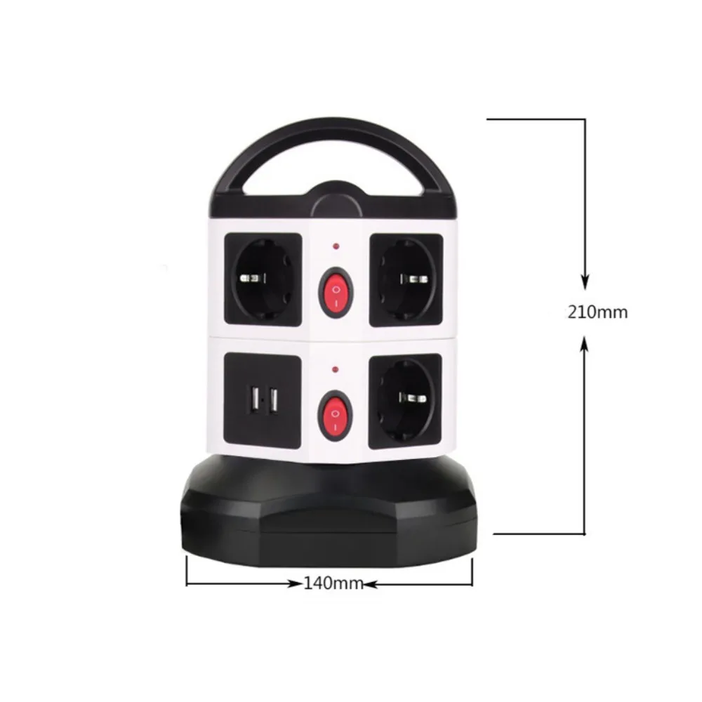 Melery Tower Steckdosen leiste vertikale Steckdosen EU-Steckdosen USB-Anschlüsse individuell Schalter 1,8 m einziehbares Verlängerung kabel