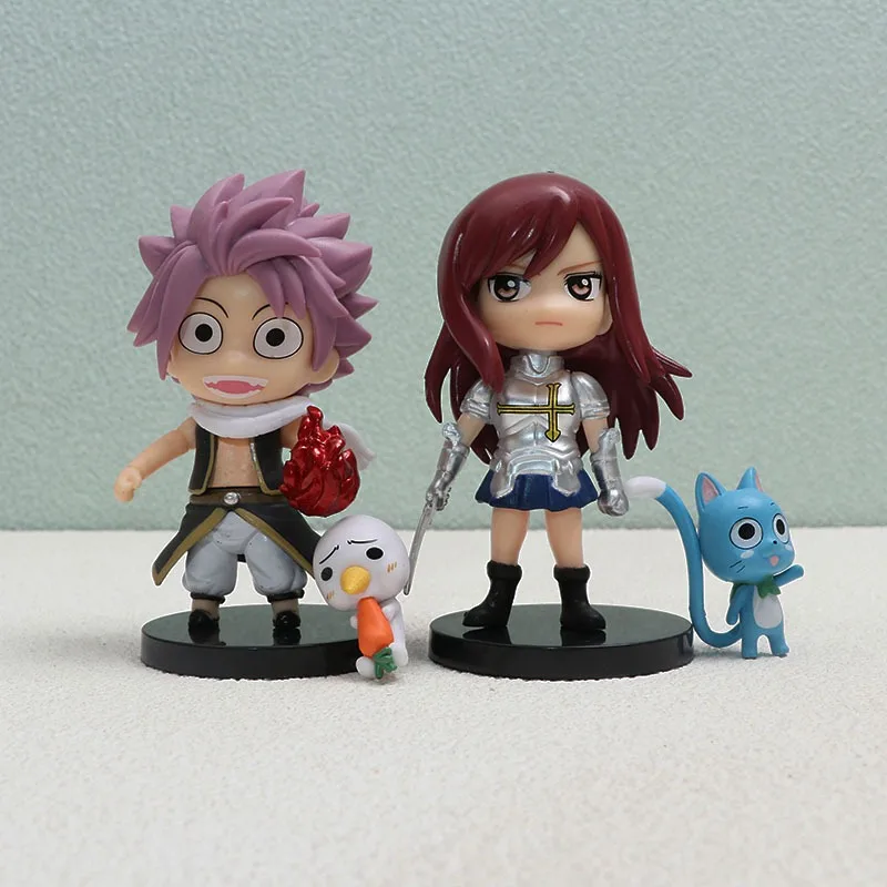 4 stuks anime sprookjesfiguren eeuwige lucy hartfilia modieus brinquedos erza scarlet cinza fullbuster conjunto decora neden