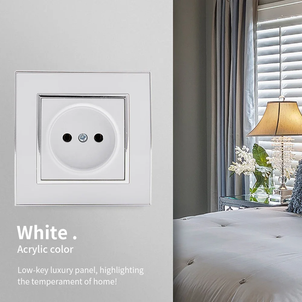 WESA الاتحاد الأوروبي القياسية مرآة الاكريليك مقبس الحائط الأبيض لهب لوحة مقبس الطاقة 16A مخرج كهربائي لا الأرض القياسية #2