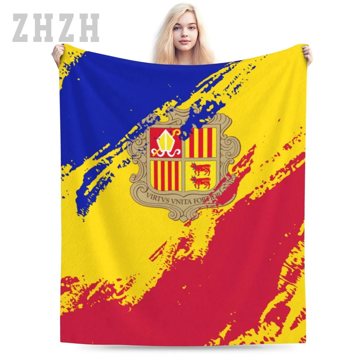 Blanket Andorra Flag Color Flannel Multifunction Camping Sofa Cover Keep Warm