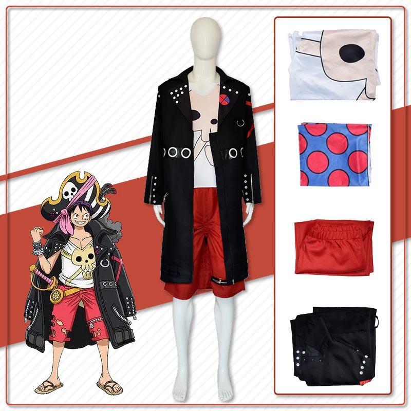 Anime One Piece Monkey D.Luffy Film Red Cosplay Costumes Uniform Party Luffy Performance Costumes Halloween Costumes for Women