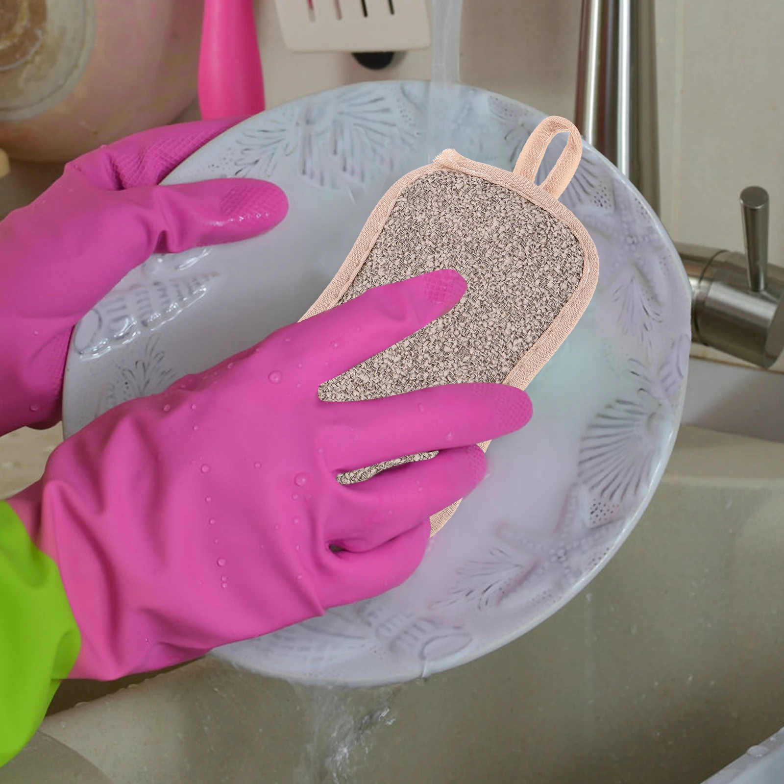 

6Pcs Dual-Sided Scrub Sponges Cleaning Sponges Reusable Kitchen Dishwashing Pads for Home Kitchen Bathroom Dish Sponge