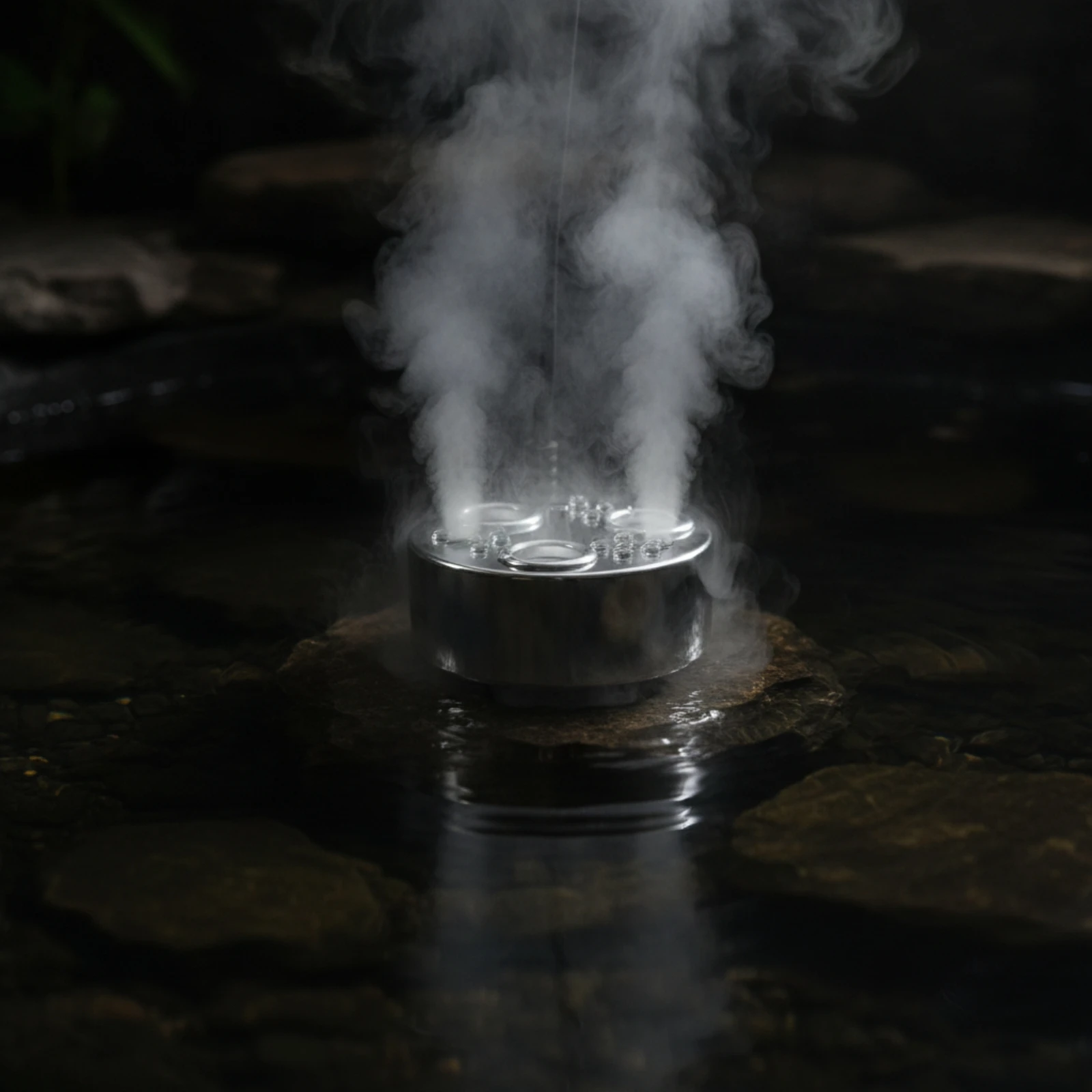 3-Head Pond Fogger High-Efficiency High-Frequency Mist Maker with Lights Mist Maker with LED Lights Compact Humidifier