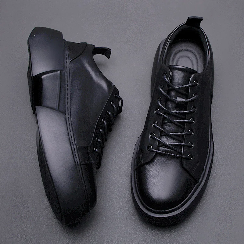 

Men's shoes 2024 spring cowhide platform shoes Lightweight wear-resistant board shoes casual shoes men's breathable sports shoes
