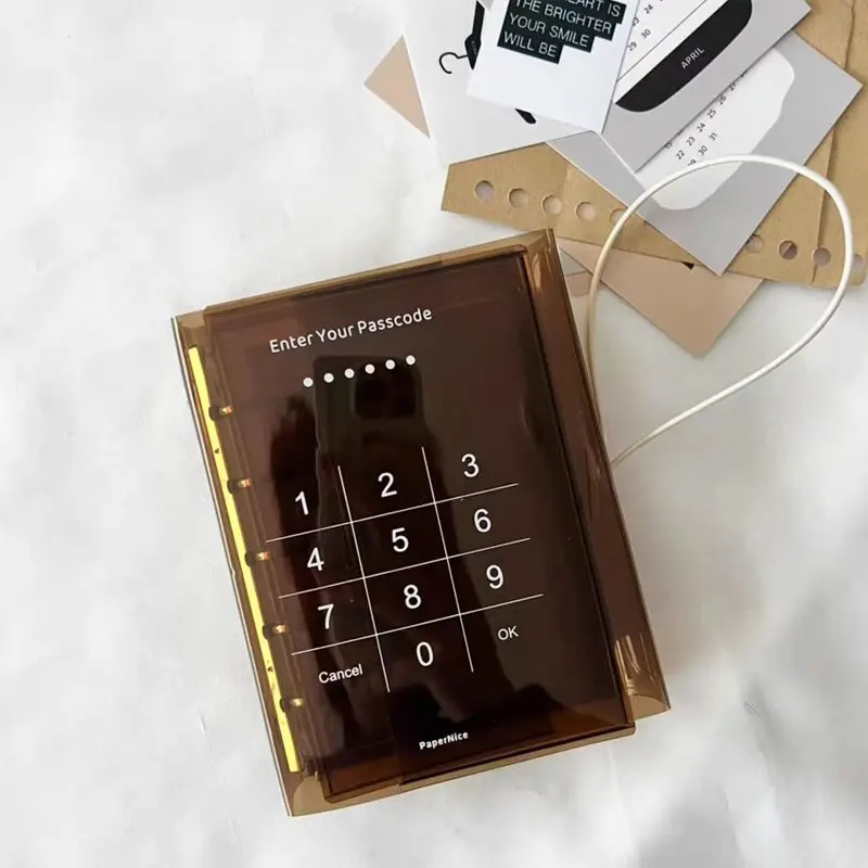 1Piece Three Fold Mini M5 Transparent Colorful PVC Loose Leaf Mini Notebook Binder Cover Shell Accessories Diary Office Supplies