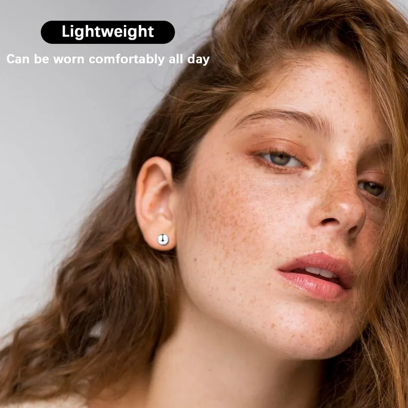 18K الذهب الأبيض مطلي فضة الكرة وأقراط للنساء الفتيات 3-5 مللي متر بسيطة مصقول الكرة ترصيع مجوهرات هيبوالرجينيك #4