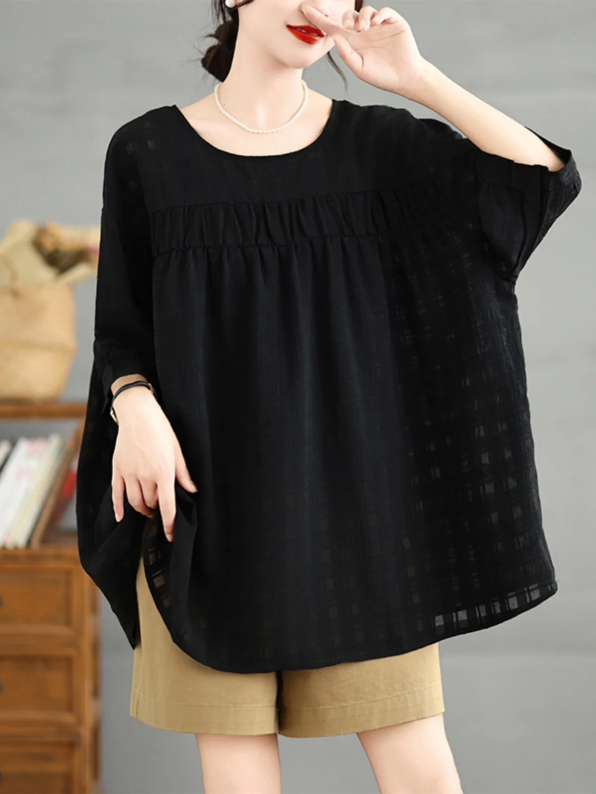 

Summer 2024 Loose Casual ort Sve Doll irt Cover Stoh Big Size Women's Top Comfortable Breathable T-irt