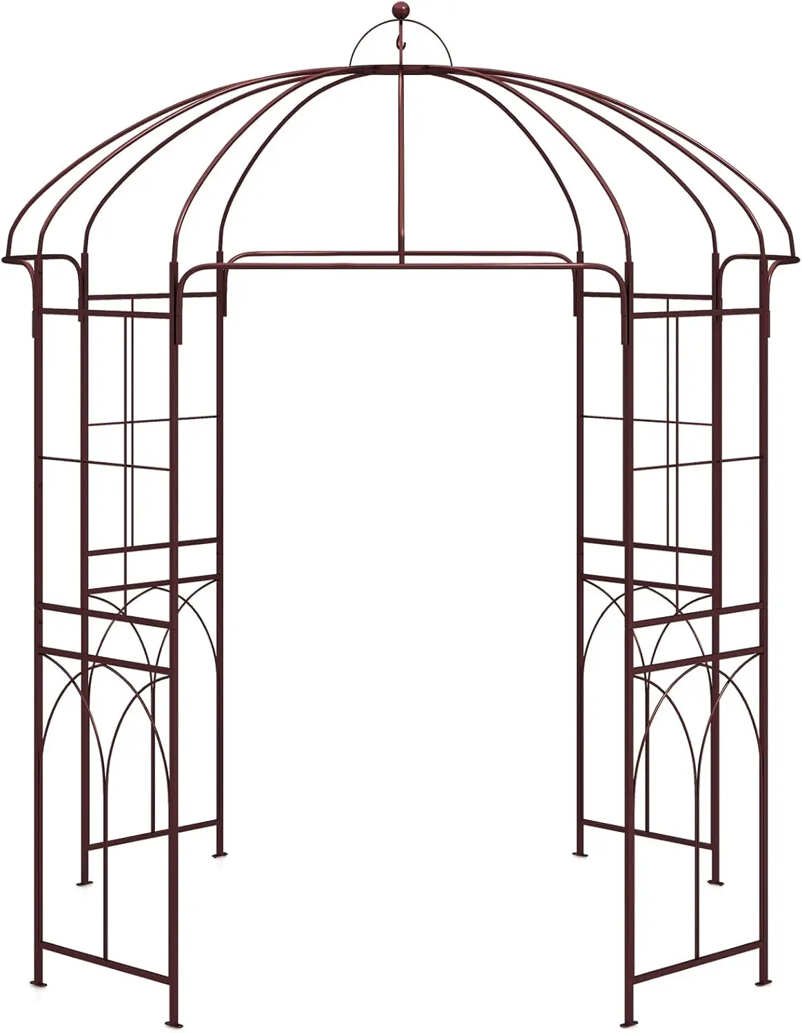 

Metal Garden Arch, 4-Sided Birdcage Shape Garden Gazebo Pergola Pavilion Arbor, French Style Rose Vines Climbing Plants Trellis
