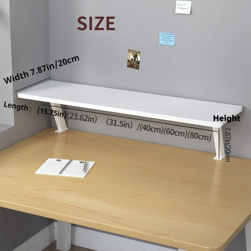 منظم مكتب متعدد الاستخدامات مع مشبك معدني على شكل حرف U - رف تخزين خشبي قوي للمكتب والدراسة والقراءة