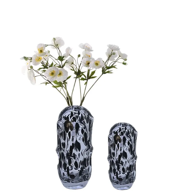 

New ins storm point ink glass vase thickened glazed flower ware home ornament wholesale light luxury style