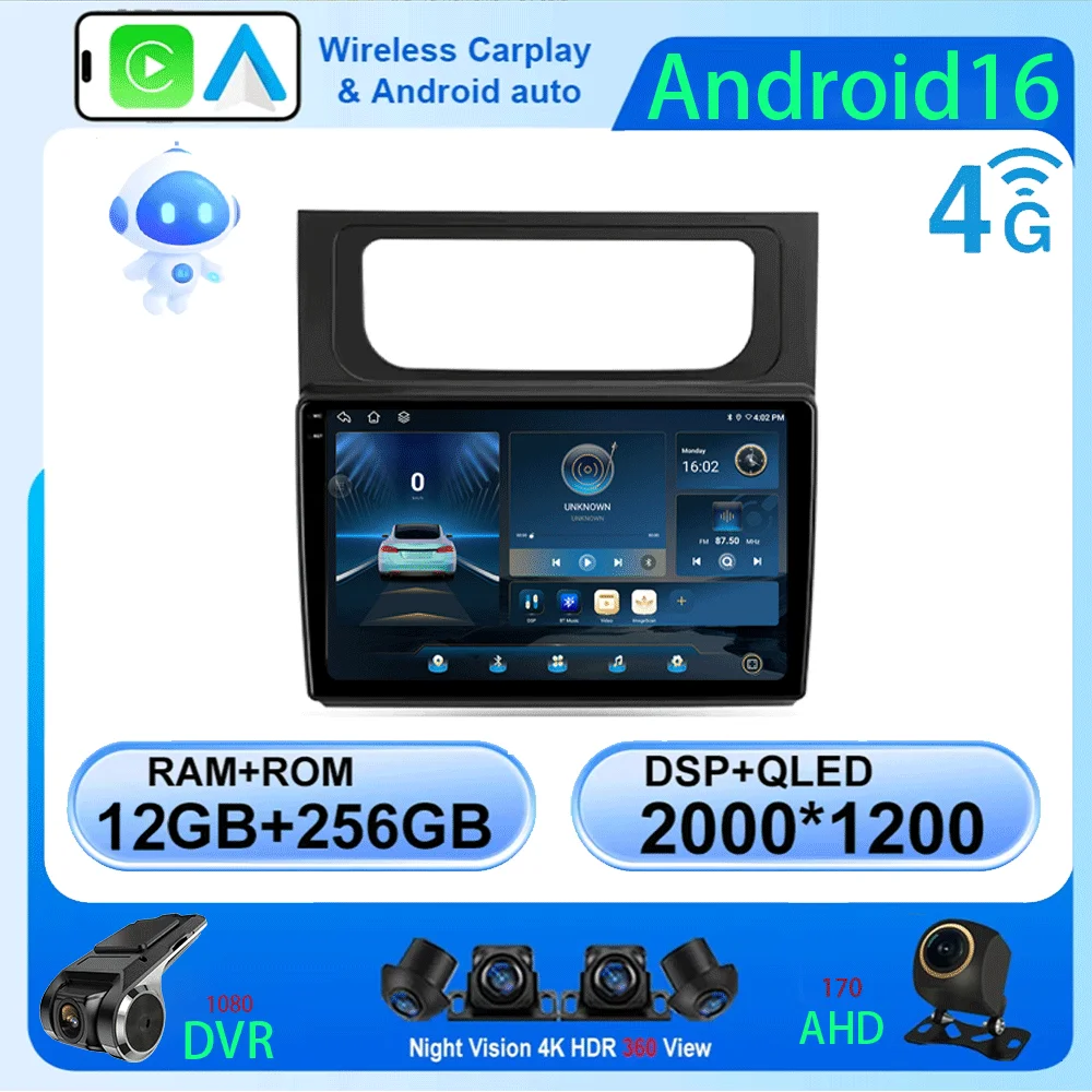 LJZN Car Radio Android 16 For VW Volkswagen Touran 2 1T 2010 - 2015 Wireless Auto  Carplay Navigation GPS 4G+WIFI