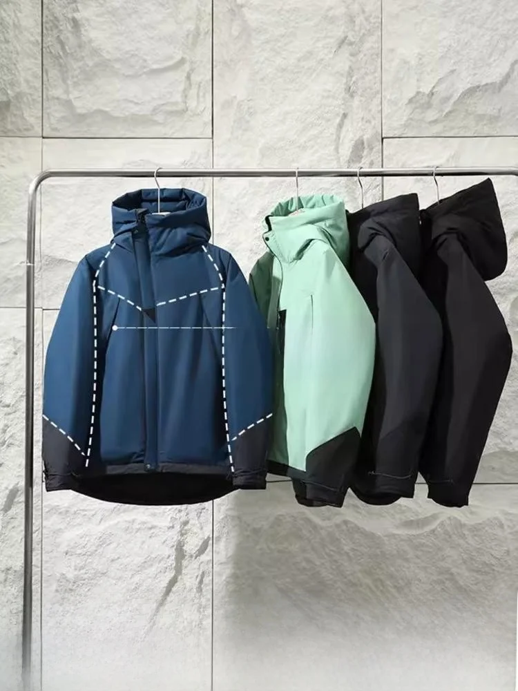 

Outdoor Ultra-Functional Goose down Jaet Waterproof Windproof Warm Hooded Zipper Closure Thiened Polyester Fiber Couples ...