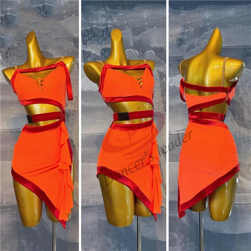 

Latin Dance Dress High-end Customized Color Contrast Art Exam Suit Cha Tango Female Adult Stage Professional Clothing