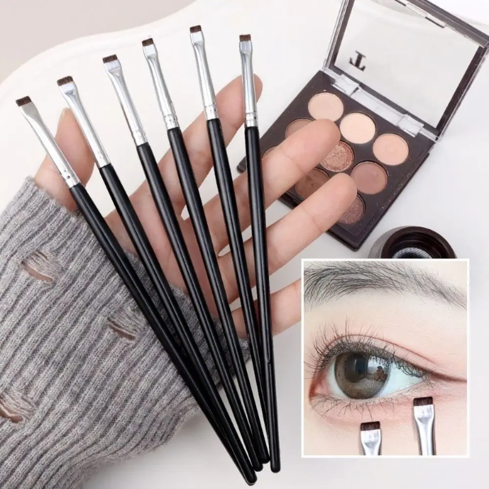 Professional Flat Head Eye Brushes Little Flat Head Black Contour Brush Eyeliner Brush Multifunctional Soft Finely