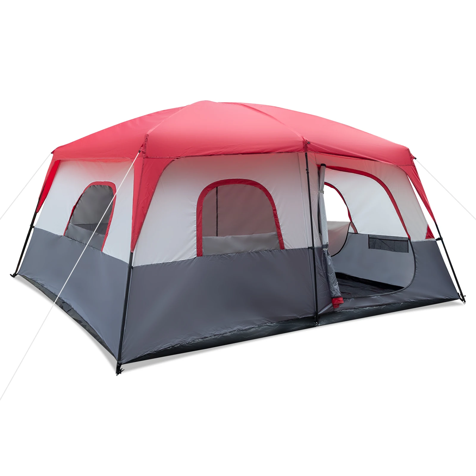 430*430*210cm Polyester Cloth Fiberglass Poles Can Accommodate 14 People Camping Tent Red And White