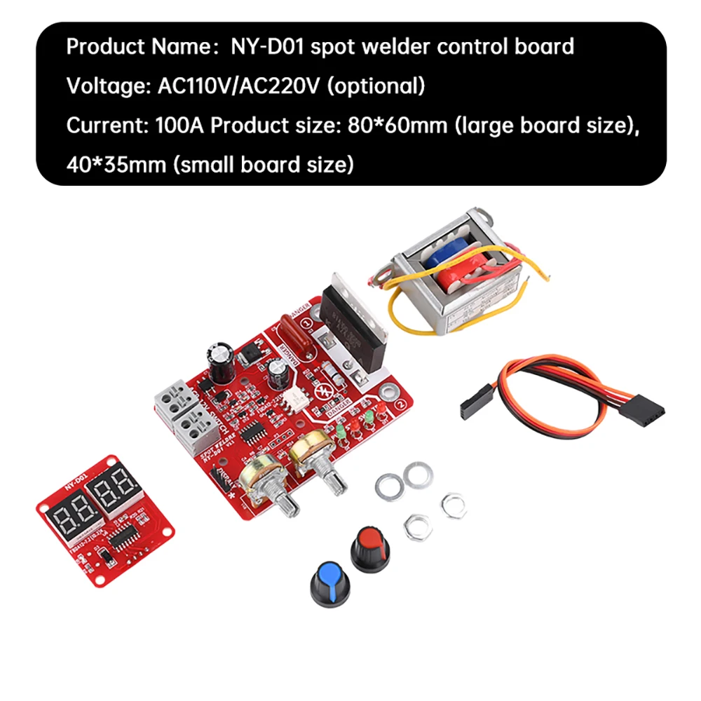 NY-D01 100A Spot Welder Control Module 110V/220V Transformer Digital Spot Welding Machine Time And Current Controller Board