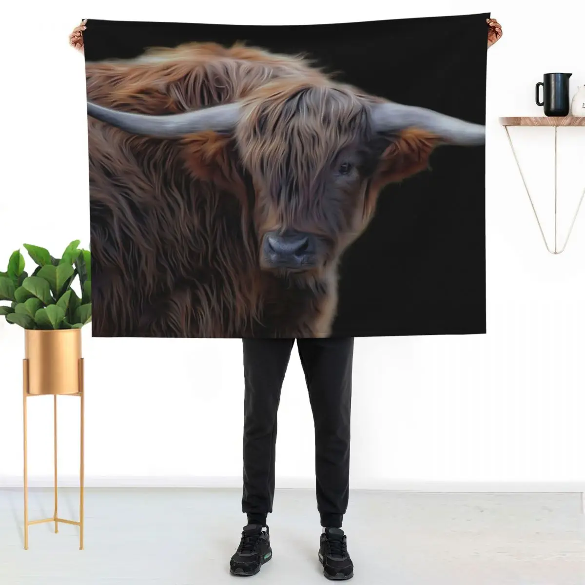 Scottish Highland cow Throw Blanket Stylish Decor Blanket Gift for Friends Roommate