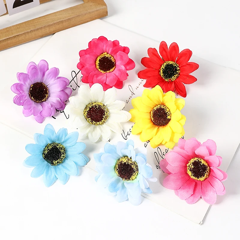 10Pcs Artificial Sunflower Flower Head Sunflower Multilayer Flower Head Bulk Daisy Flowers For DIY Crafts Hair Clips Fake flower