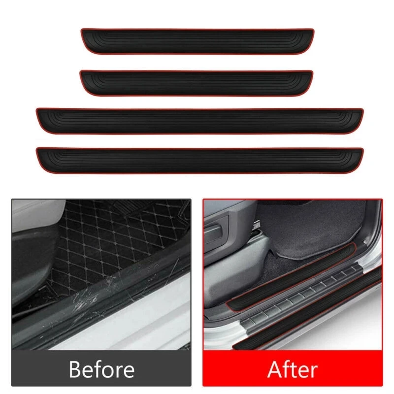 Car Door Threshold Pad Anti-step Protection Sticker 4PCS Universal PVC Rubber Anti Scratch Step Protector Door Stickers