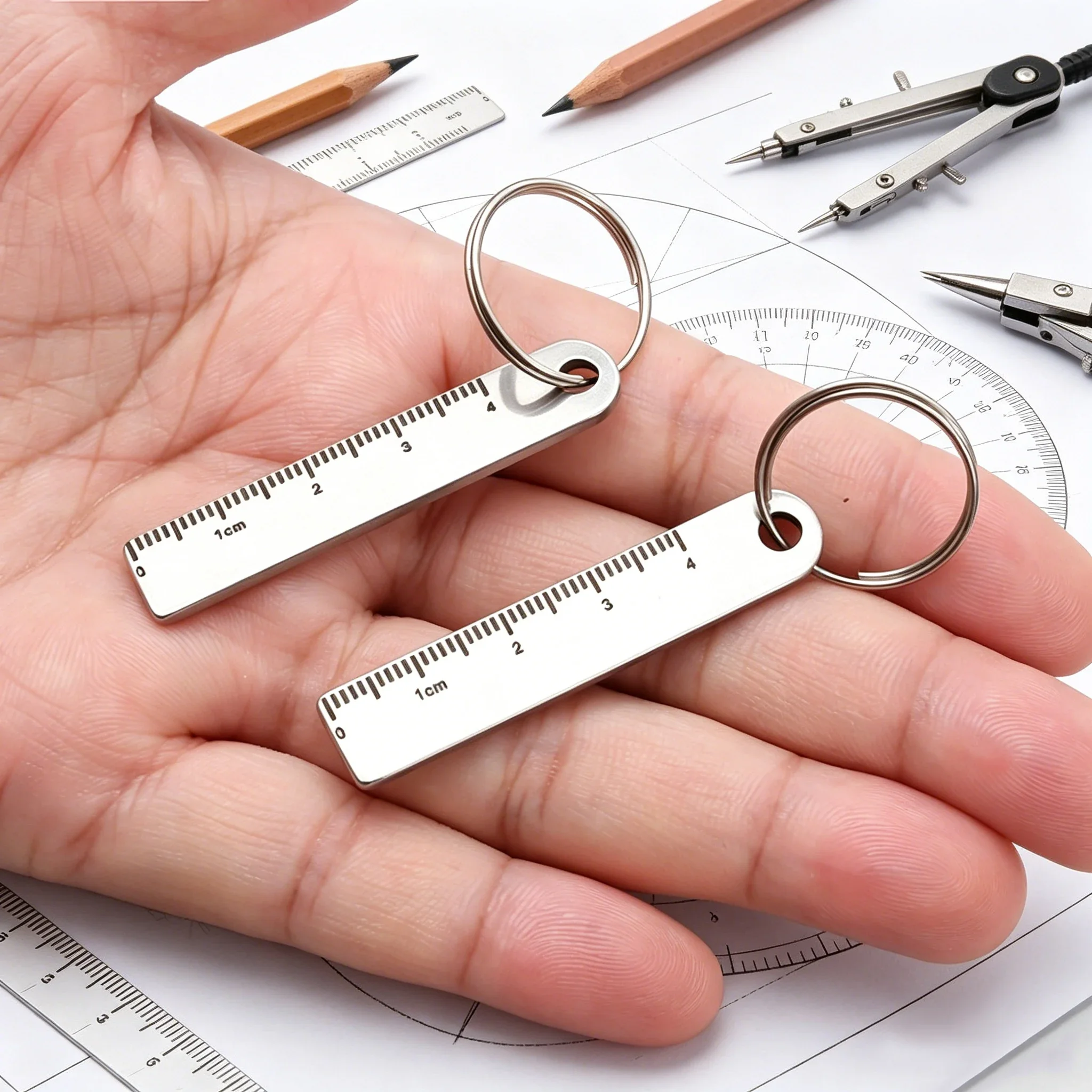Mini Keychain Vernier Caliper & Ruler 2-in-1 - Portable Jewelry Pendant Measuring Tool for Home, Pocket Gift