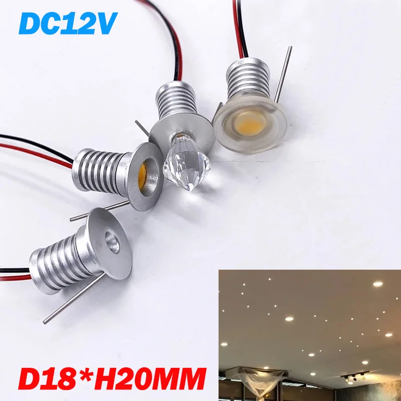 Room Decor Spotlight 1W Mini Led Spotlight 12V Dimmable color 13Mm Recessed recess Showcase Display Lighting Camping Car Light