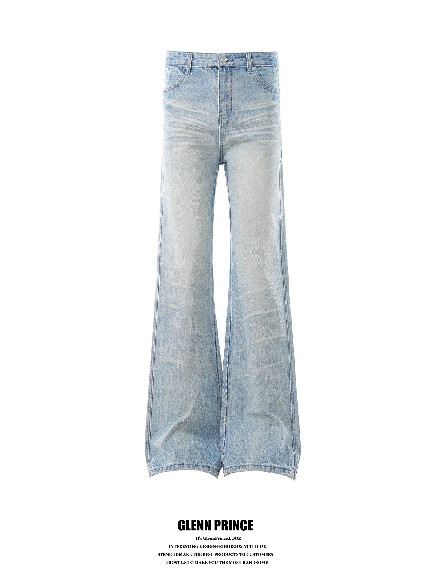 American Retro Washed Slim Fit Jeans Men's Street Loose Slimming Floor-Length Pants Straight Leg Denim Jeans Youth Trend