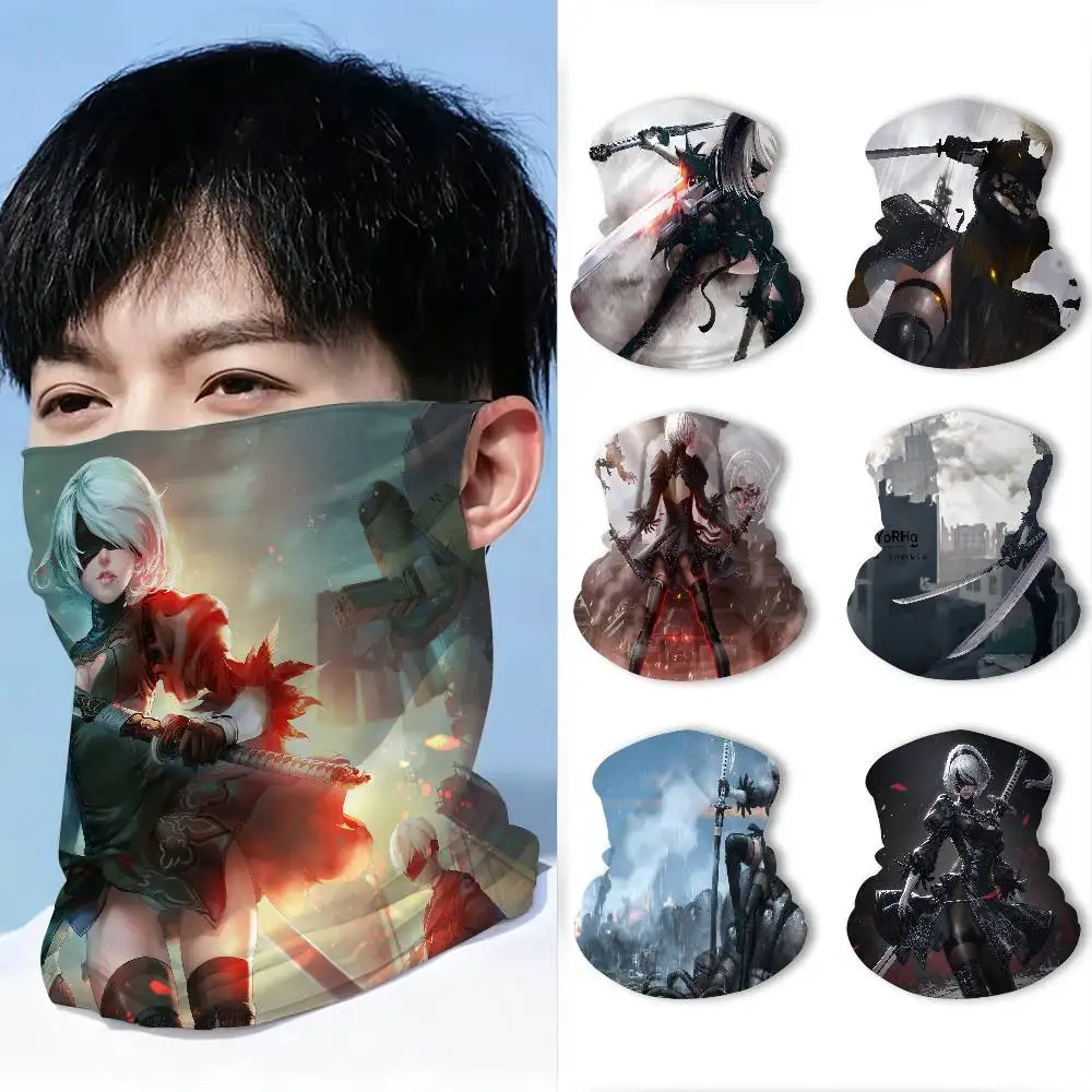 N-NieR-Automata-Game UV protection breathable tube scarf elastic neck cover for skiing hiking motorcycle daily use
