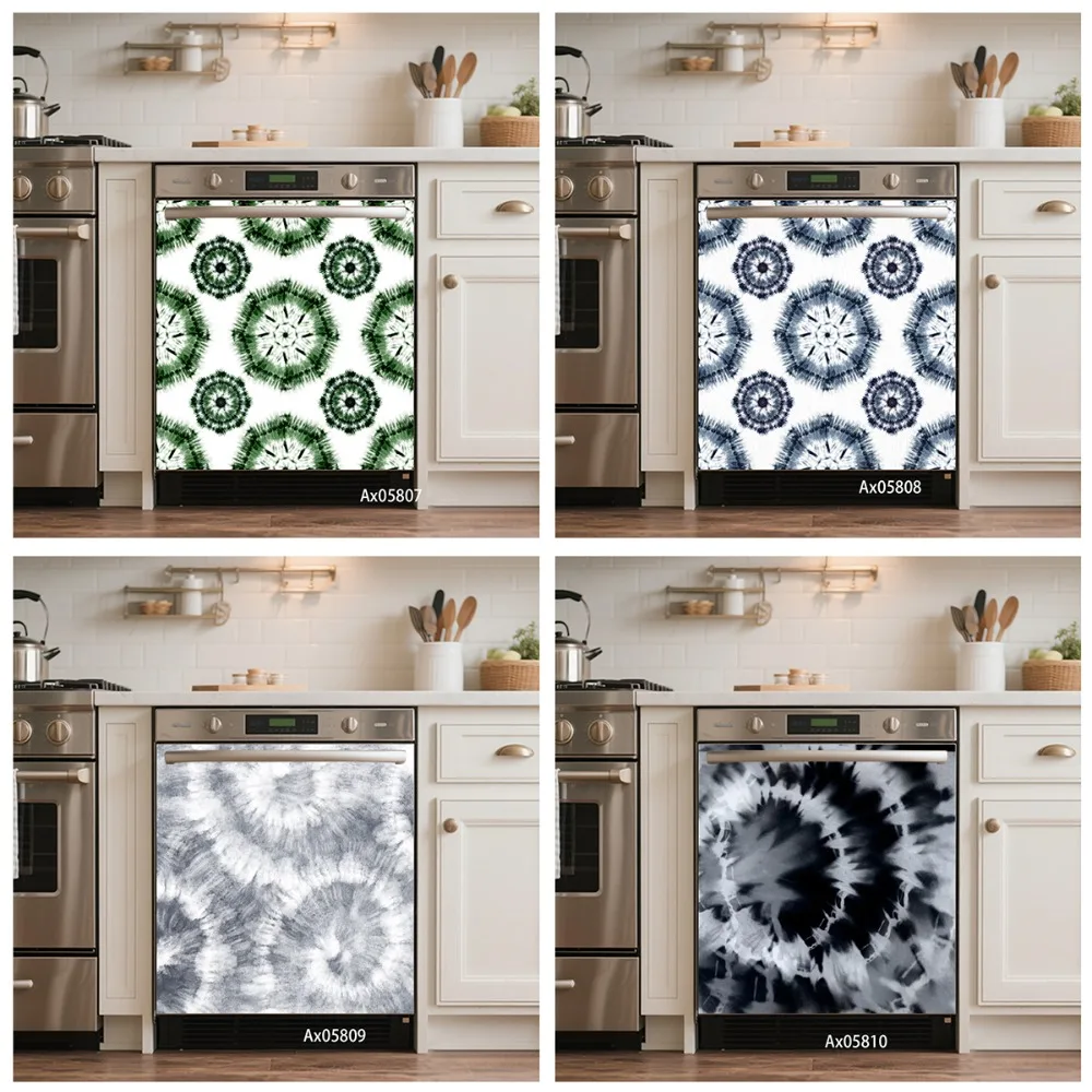 Boho Shibori Tie Dye Mandala Dishwasher Sticker Self Adhesive Wrap Wallpaper Customize Home Decoration Door Poster Stickers