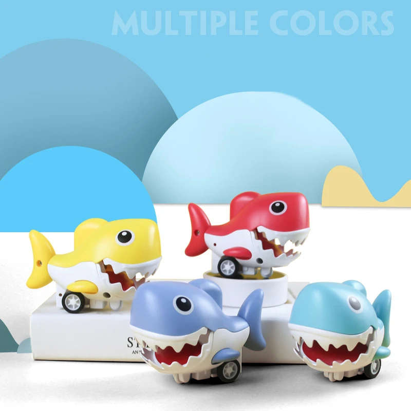 Children's Educational Toy Press And Slide The Little Shark Car Simulation Cartoon Cute Shark Car Children Birthday Gift