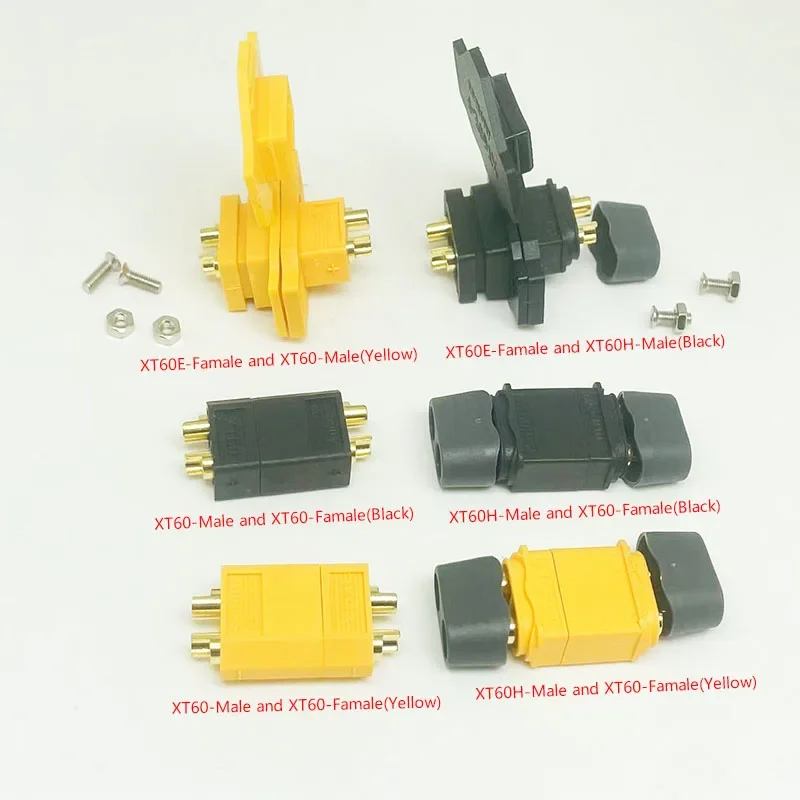 XT60E Female Connector with Dust Cap XT60 XT60H Gold-Plated Male and Female Connectors for RC Aircraft and Drone Accessories