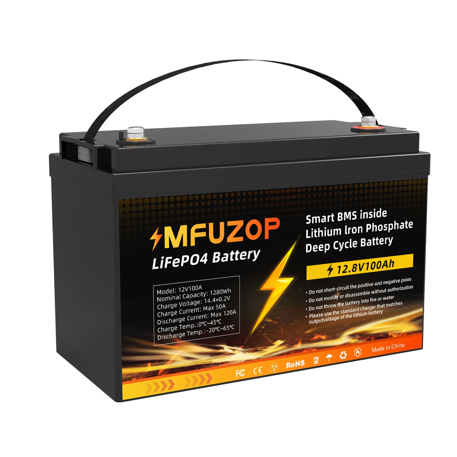 DATOUBOSS Lithiumbatterij 12V100A200A300A LiFePO4 batterij oplaadbare zonnegenerator met BMS zonne-opslagsysteem Deep Cycle