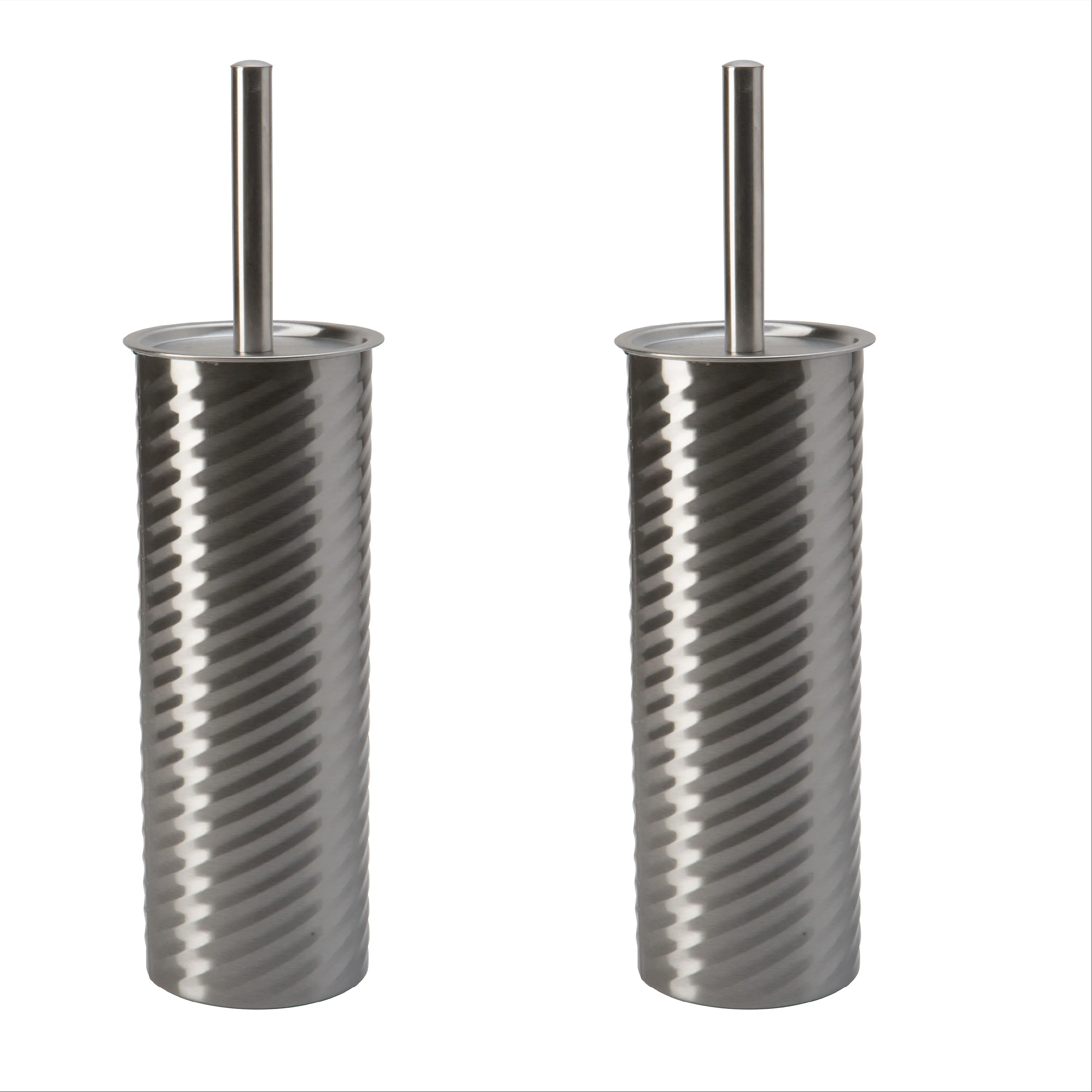 

2 Pack Swirled Texture Toilet Brush with Chrome Holder