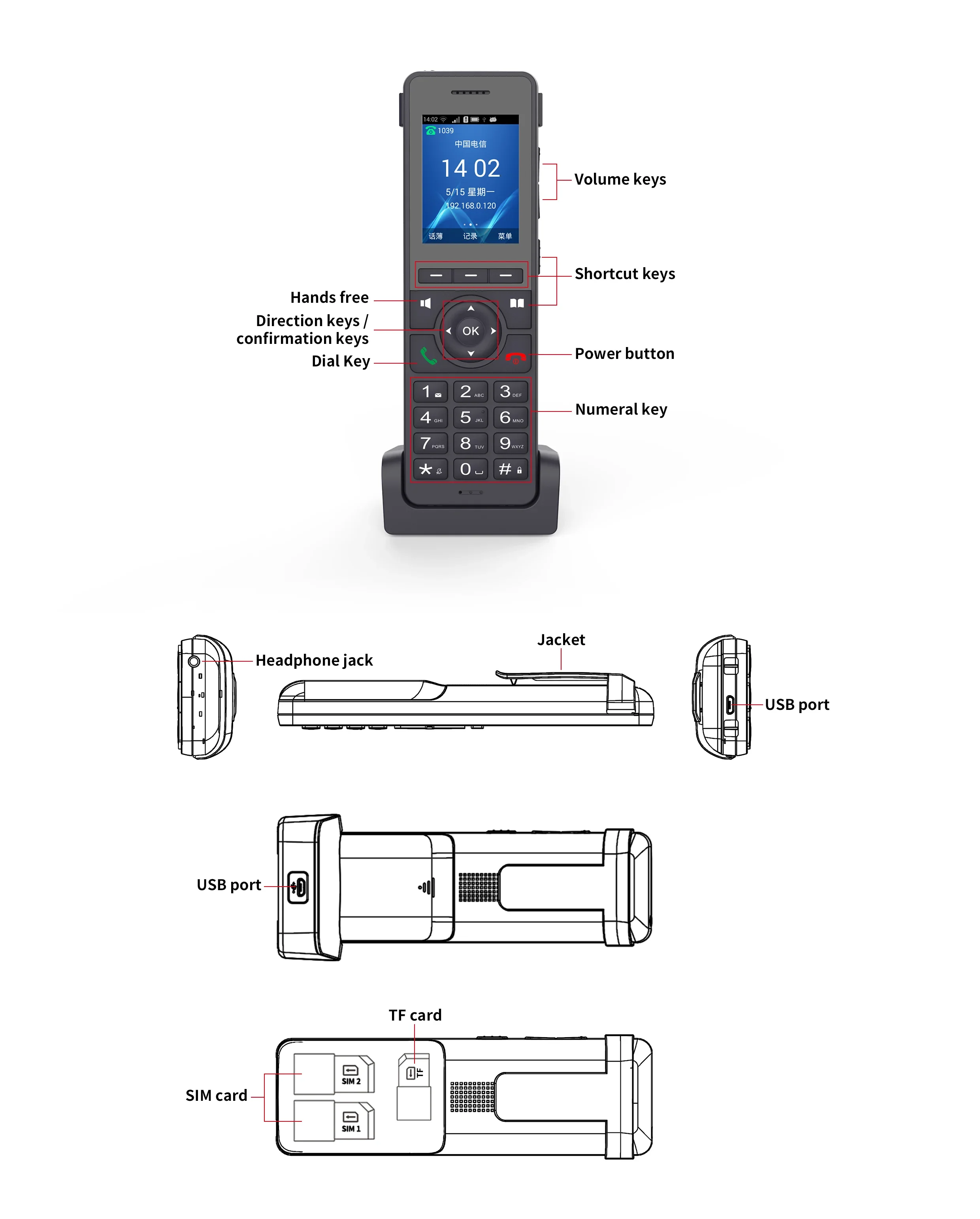 IP Base Station Cordless Phone with Auto-Voicemail and Recording