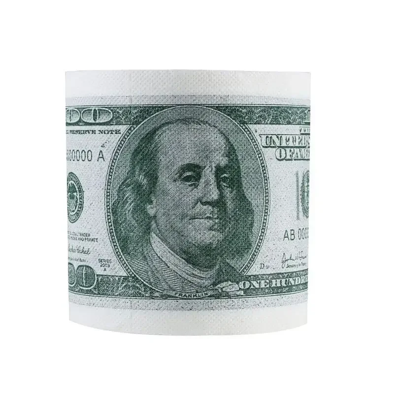 Funny One Hundred Dollar Bill Toilet Roll Paper Money Roll $100 Novel Gift 2Ply Paper Towels Tissue Bathroom Supplies