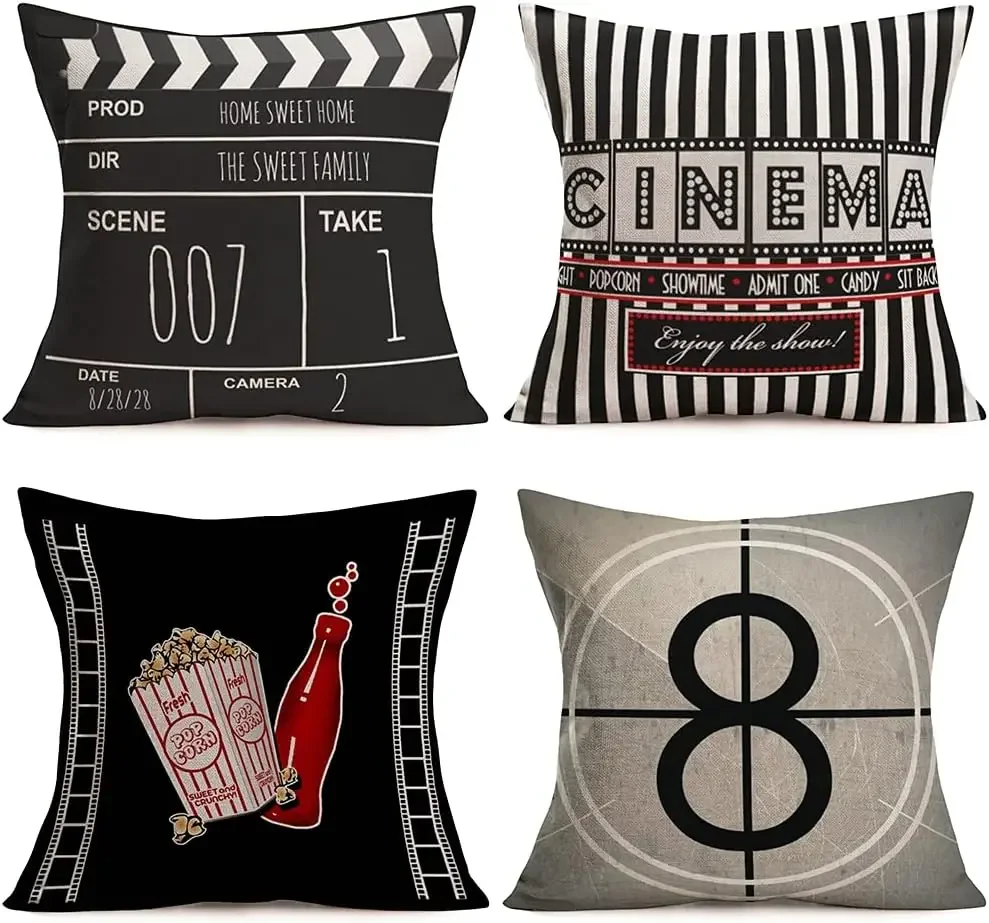 Retro Cinema Pillowcase Personalized Home Decorative Cushion Pillowcase Cushion Cover Cola Printed Pillowcase Suitable for Sofa