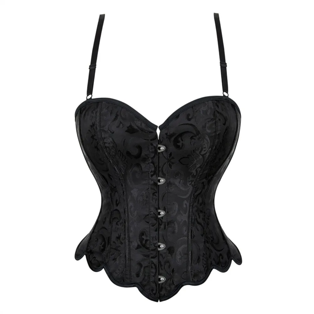 

Caudatus Black Corset Bustier Top Plus Size Flower Print Bridal Push Up Victorian Lace Vintage Corselet Overbust Burlesque