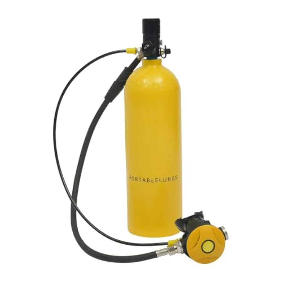 

Underwater diving kit: 2L aluminum scuba tank in matte black, backpack-style with side pockets, 3050 min air supply, lightweigh