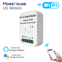 MoesHouse DIY WiFi Smart Switch Module Tuya App and Wireless Remote Control, Compatible with Amazon Alexa and Google Home