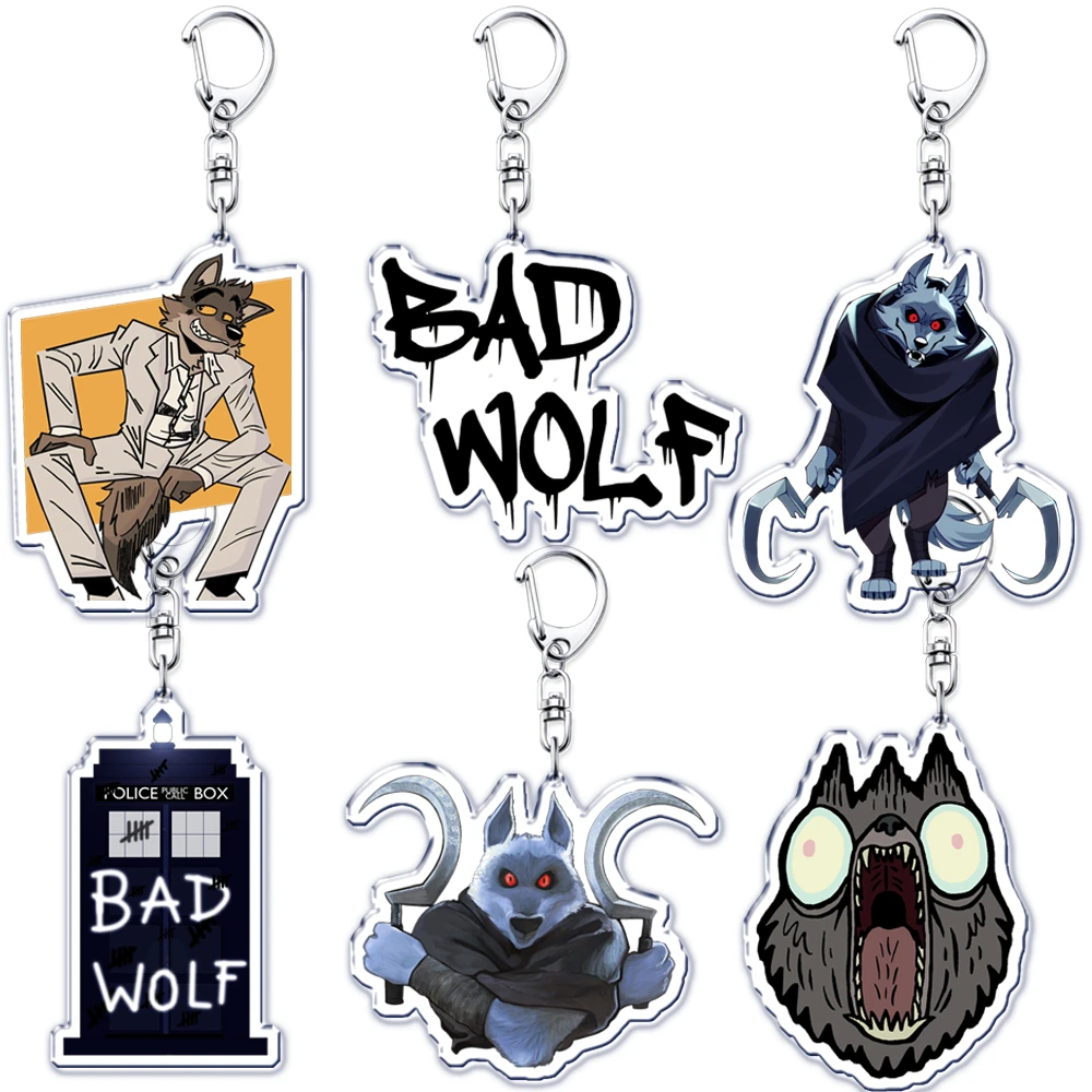 Funny Cartoon Animation Keychains for Accessories Liger Bad Wolf Animals Rose Tyler Keyrings Jewelry Fans Friends Gifts