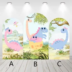 Mehofond Custom 2-Sided Wild One Jungle Cute Dinosaur Kid Birthday Baby Shower Cover Chiara Arch Background Decor Backdrop Photo