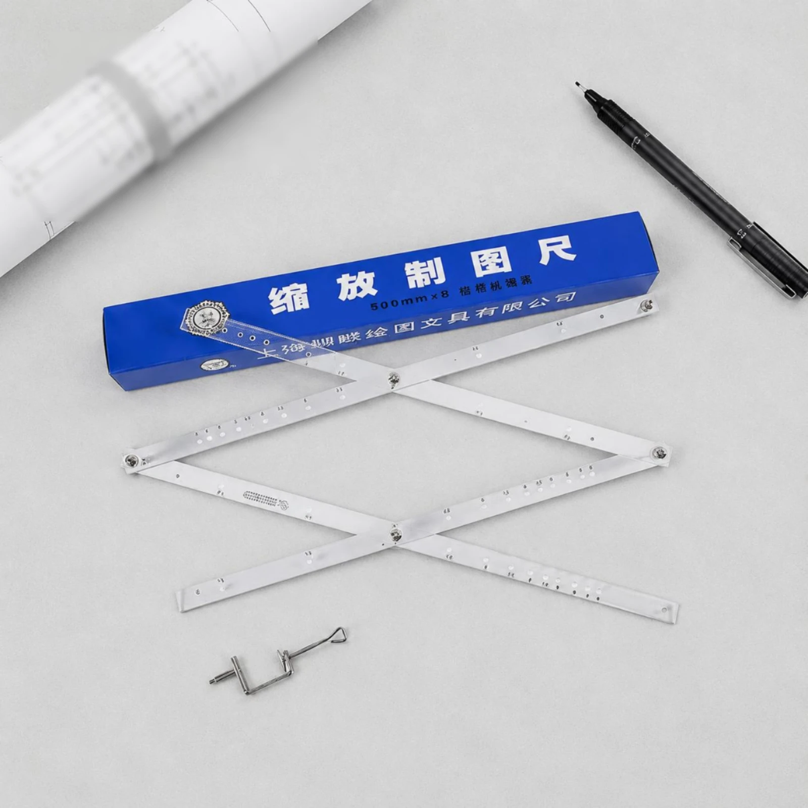 Folding Pantograph Ruler Punched Holes Metal Pantograph Ruler Drawing Tool Drafting Art Supply Enlarge and Reduce