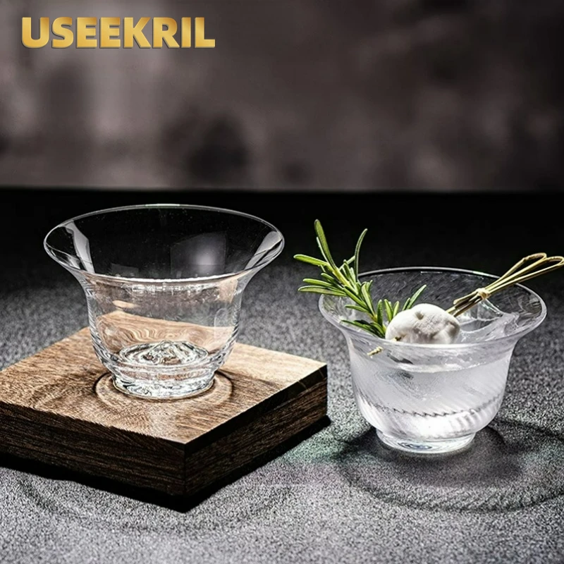 Creative Iceberg Bottom Cocktail Glass Cups Japanese Style Cup Whiskey Glass Wide Mouth Teacup Professional Cocktail Accessories