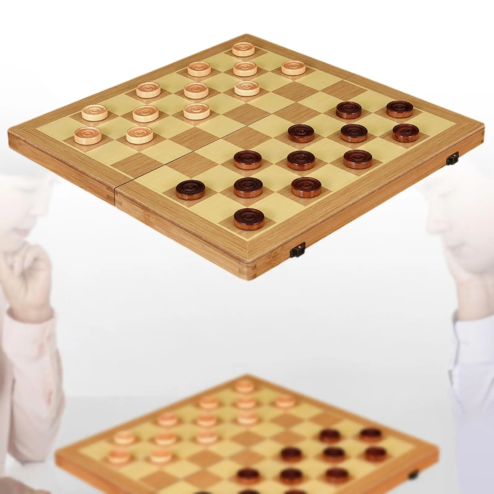 Jeu d'échecs en bois, échecs pliants en bois, ensembles 2 en 1, planche pliante, compétences cognitives pliables, jeu d'échecs pour débutants pour enfants âgés de 8 ans et plus